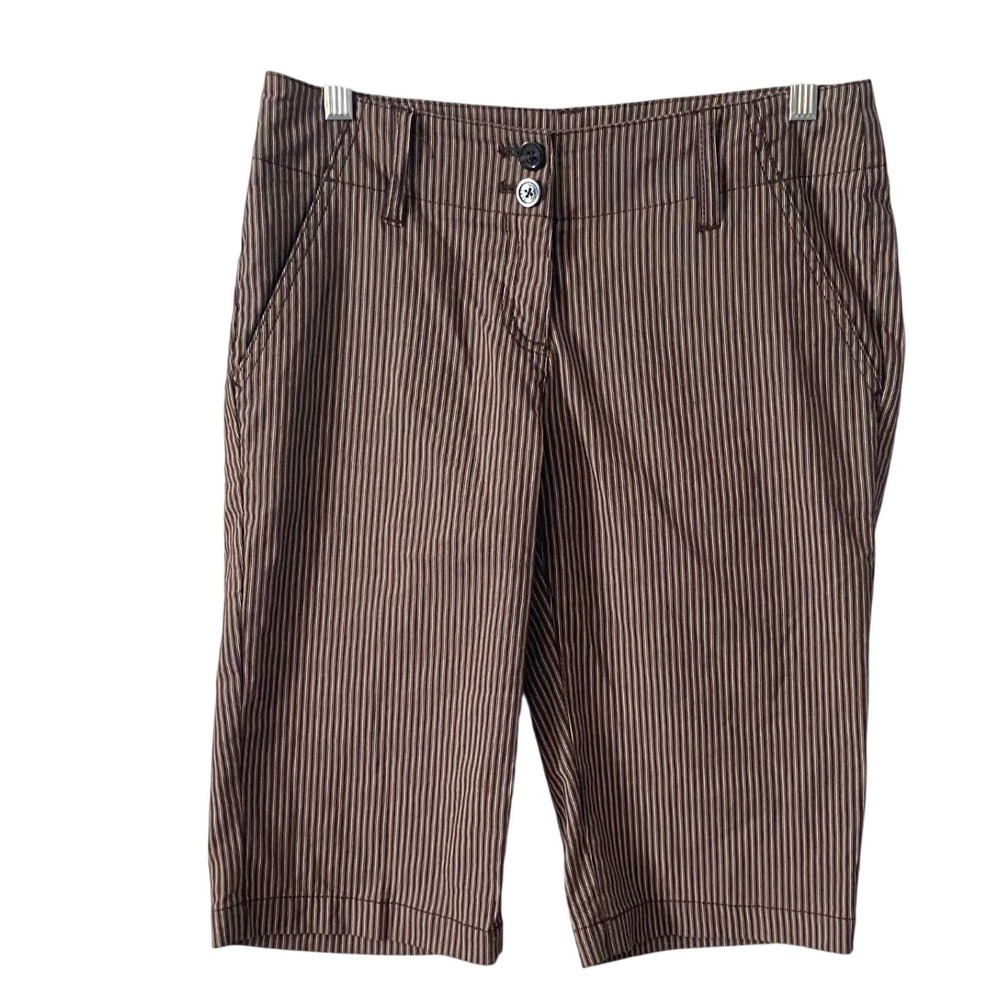 Michael Michael Kors Brown Pinstripe Preppy Bermuda Shorts Women 6 Chic Coastal